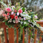 3 foot casket spray with pinks and whites